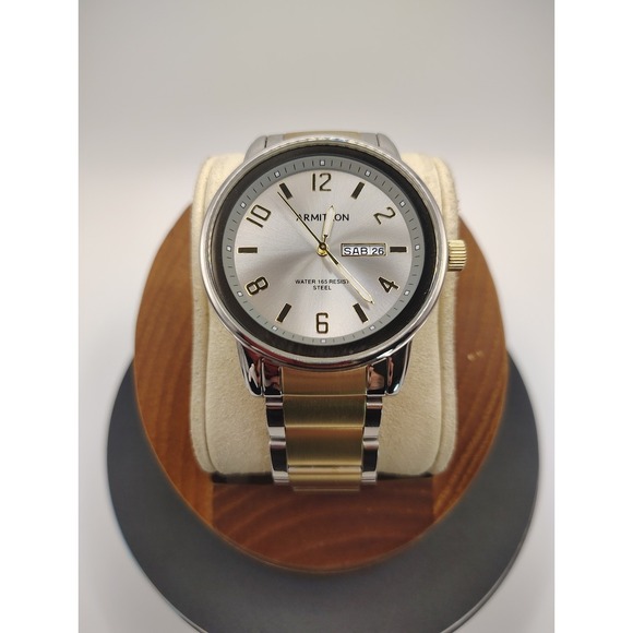 Armitron 40mm Day Date Mens Quartz Watch Two-Tone Stainless Steel 50M WR - Picture 1 of 12